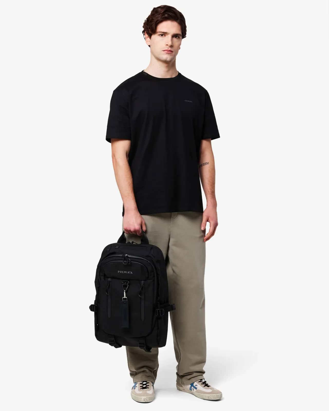 Premiata siyah pamuk t-shirt, detay görünüm