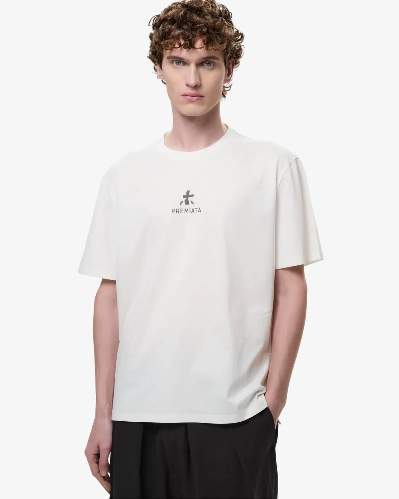 Premiata beyaz pamuk t-shirt, arkadan görünüm