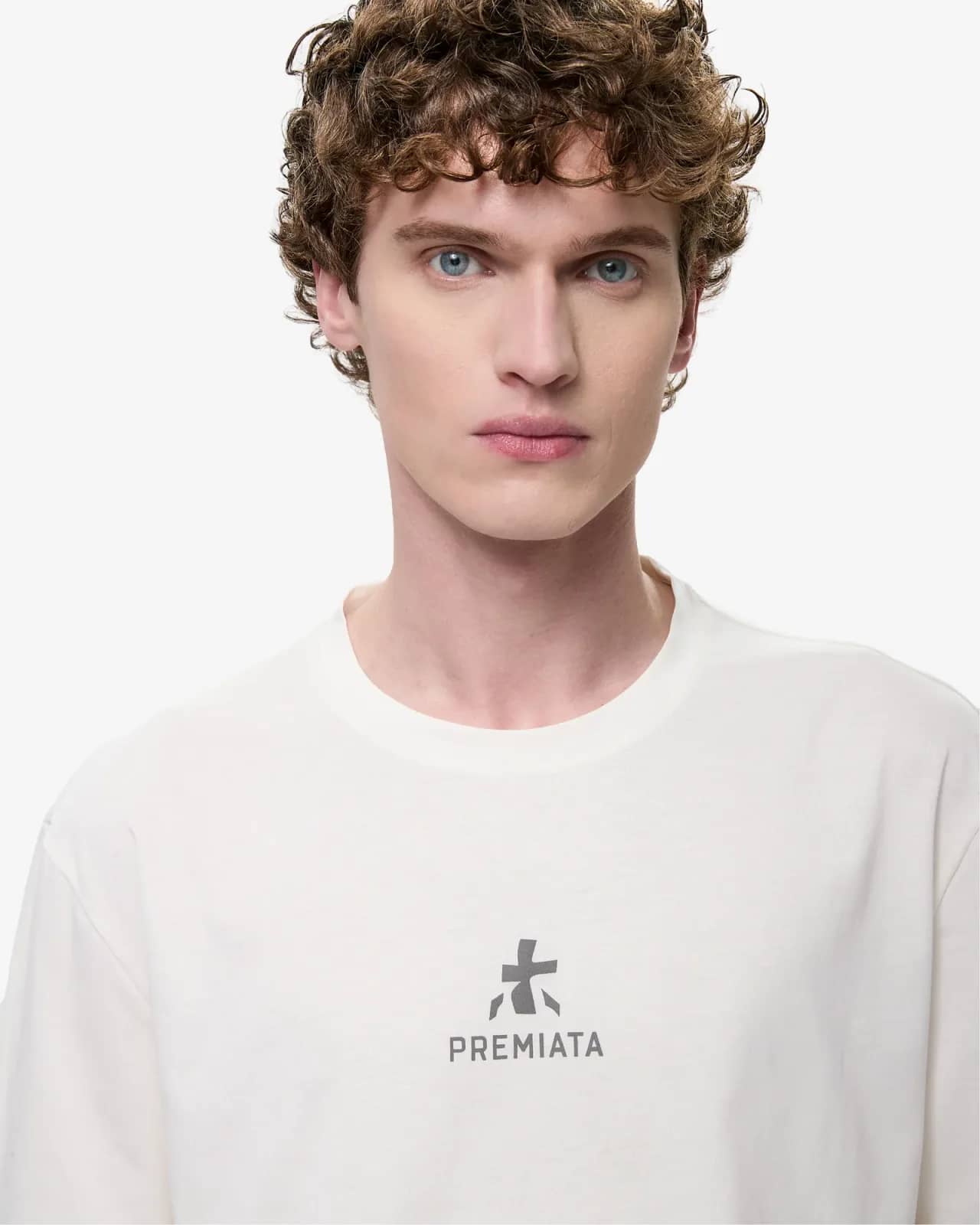 Premiata beyaz pamuk t-shirt, detay görünüm