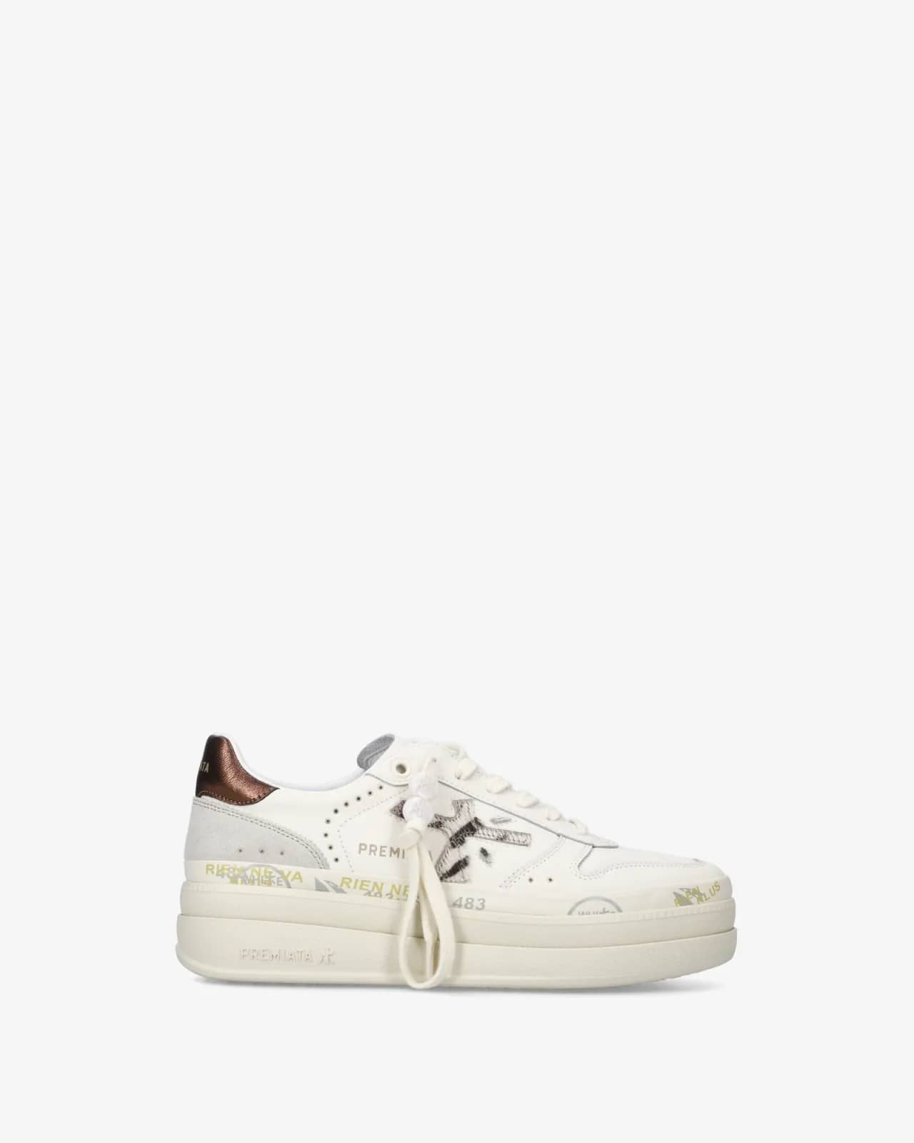 Premiata beyaz Micol sneaker, yandan görünüm