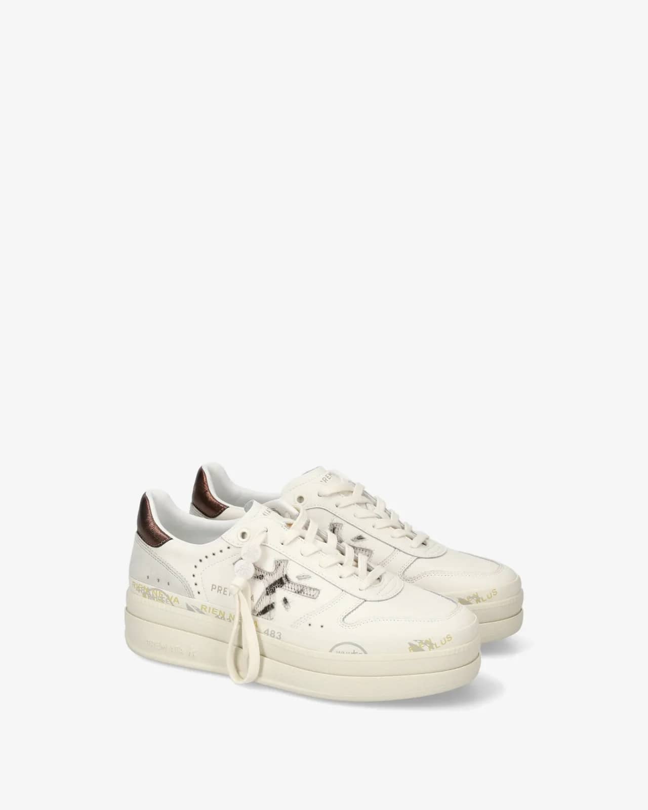 Premiata beyaz Micol sneaker, önden çapraz görünüm
