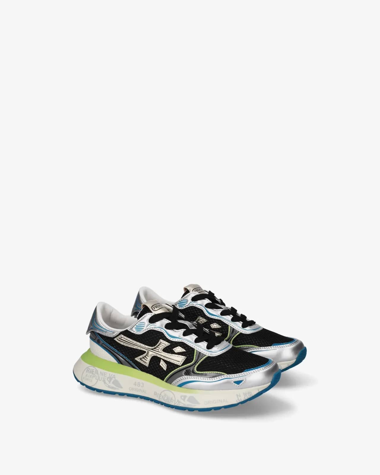 Premiata siyah Lauryn sneaker, önden çapraz görünüm