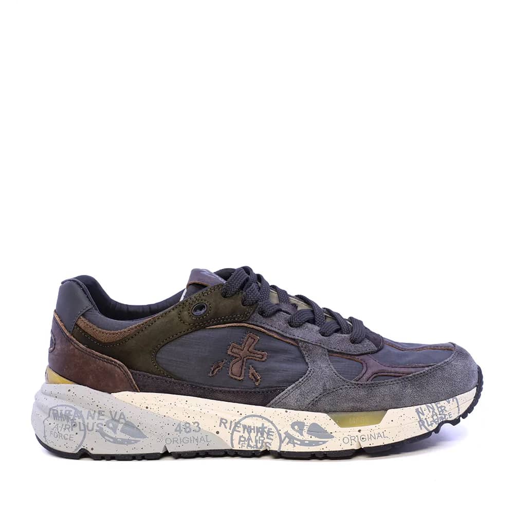 Premiata Mase gri süet ve tekstil sneaker, yandan görünüm