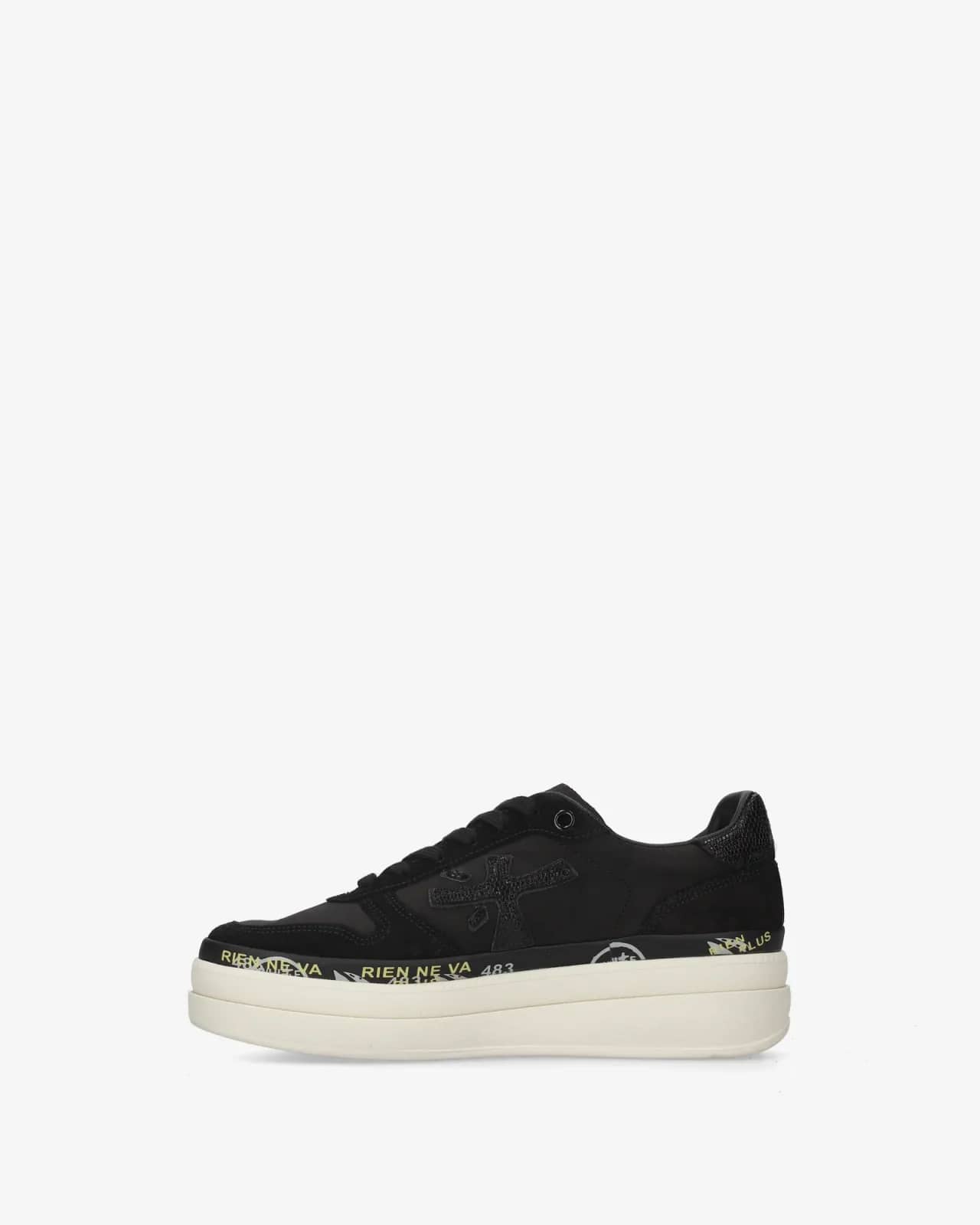 Premiata siyah Micol sneaker, arkadan çapraz görünüm