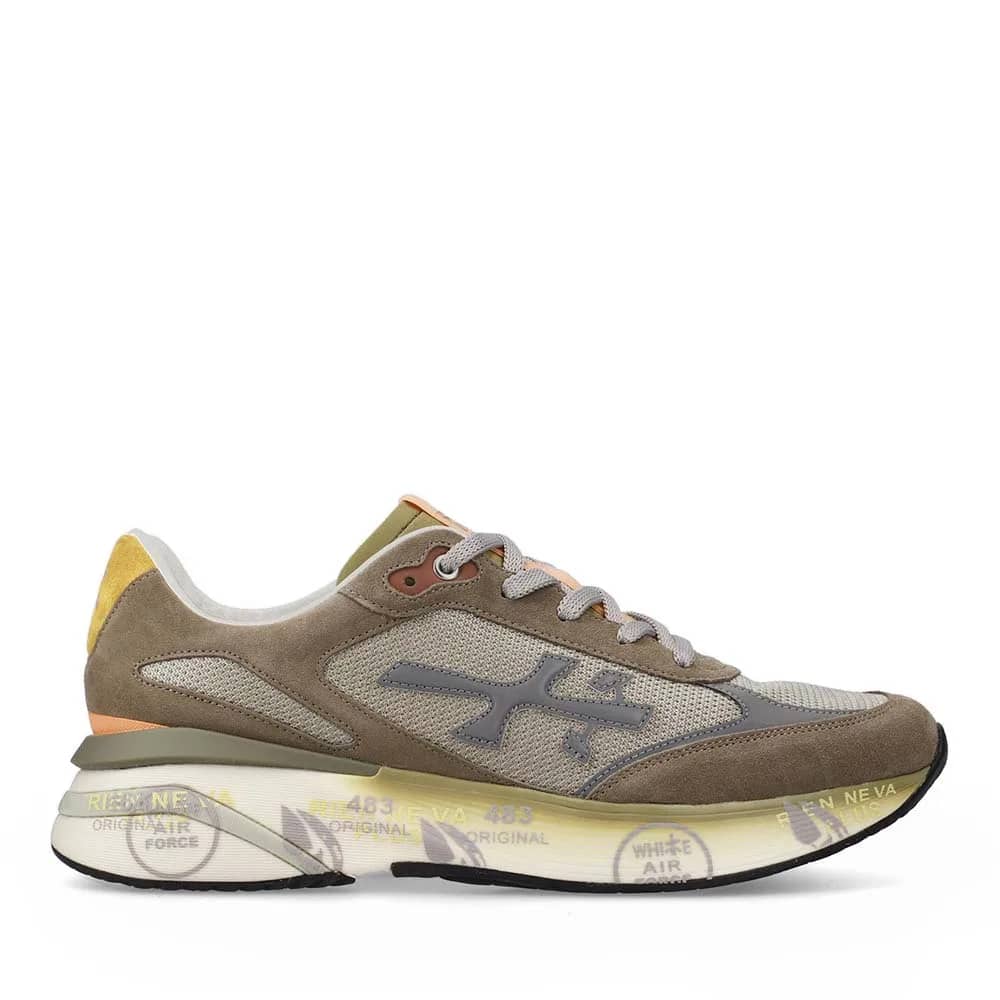 Premiata Moerun vizon süet ve tekstil sneaker, yandan görünüm
