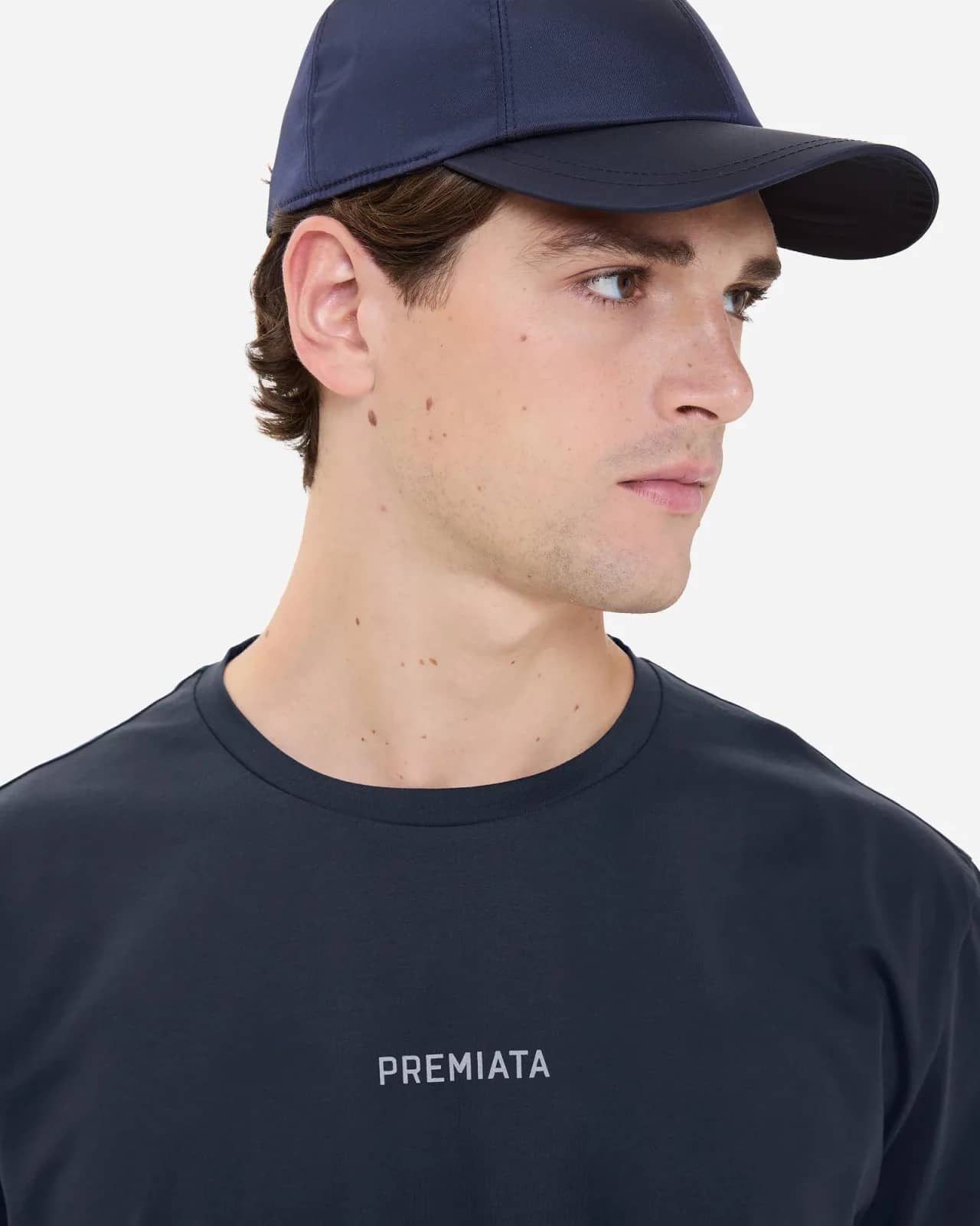 Premiata mavi pamuk t-shirt, arkadan görünüm
