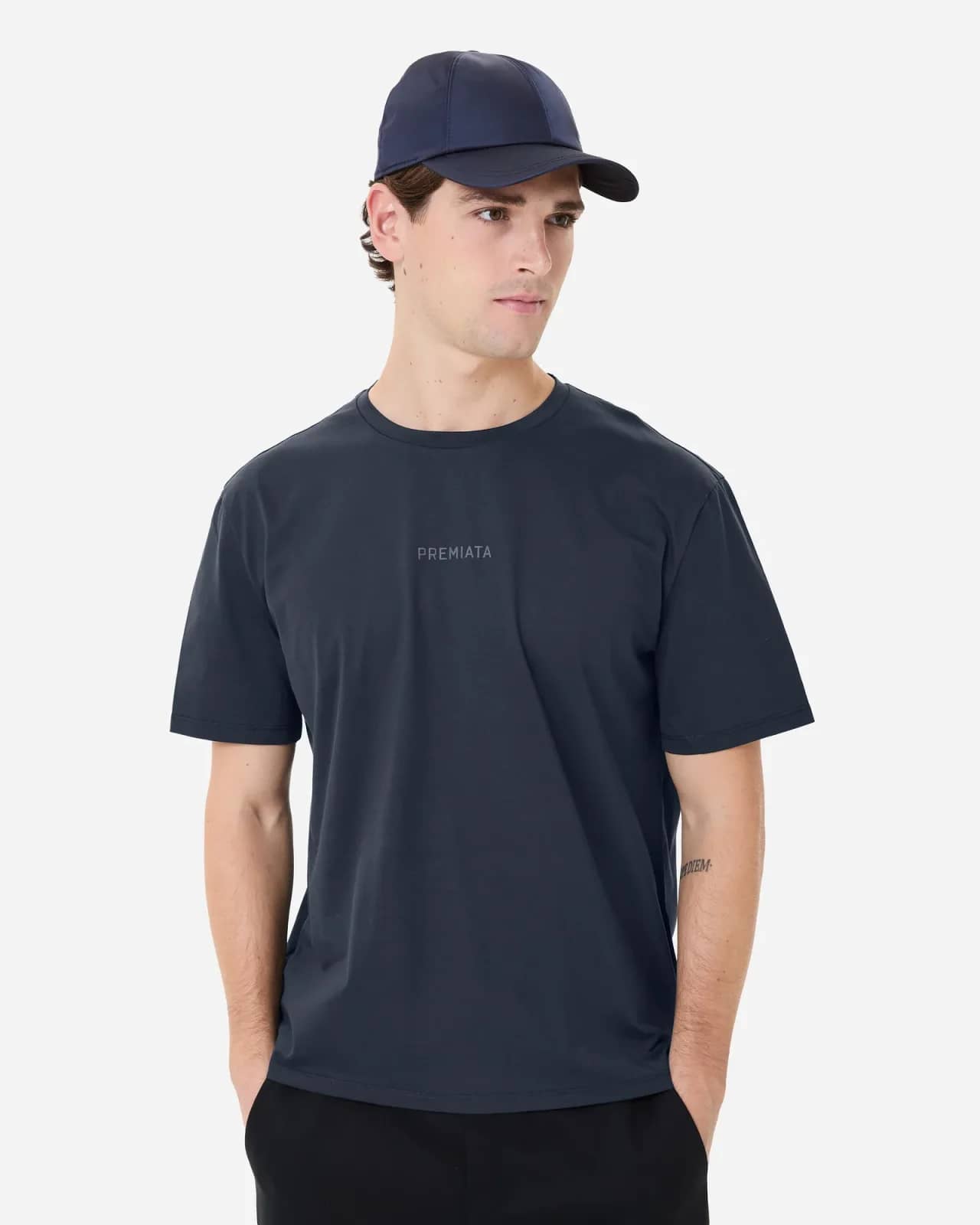 Premiata mavi pamuk t-shirt, detay görünüm