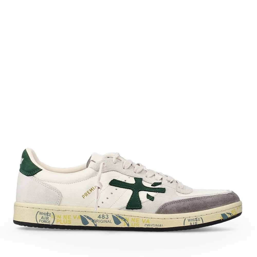 Premiata BSKT Clay beyaz deri ve süet sneaker, yandan görünüm