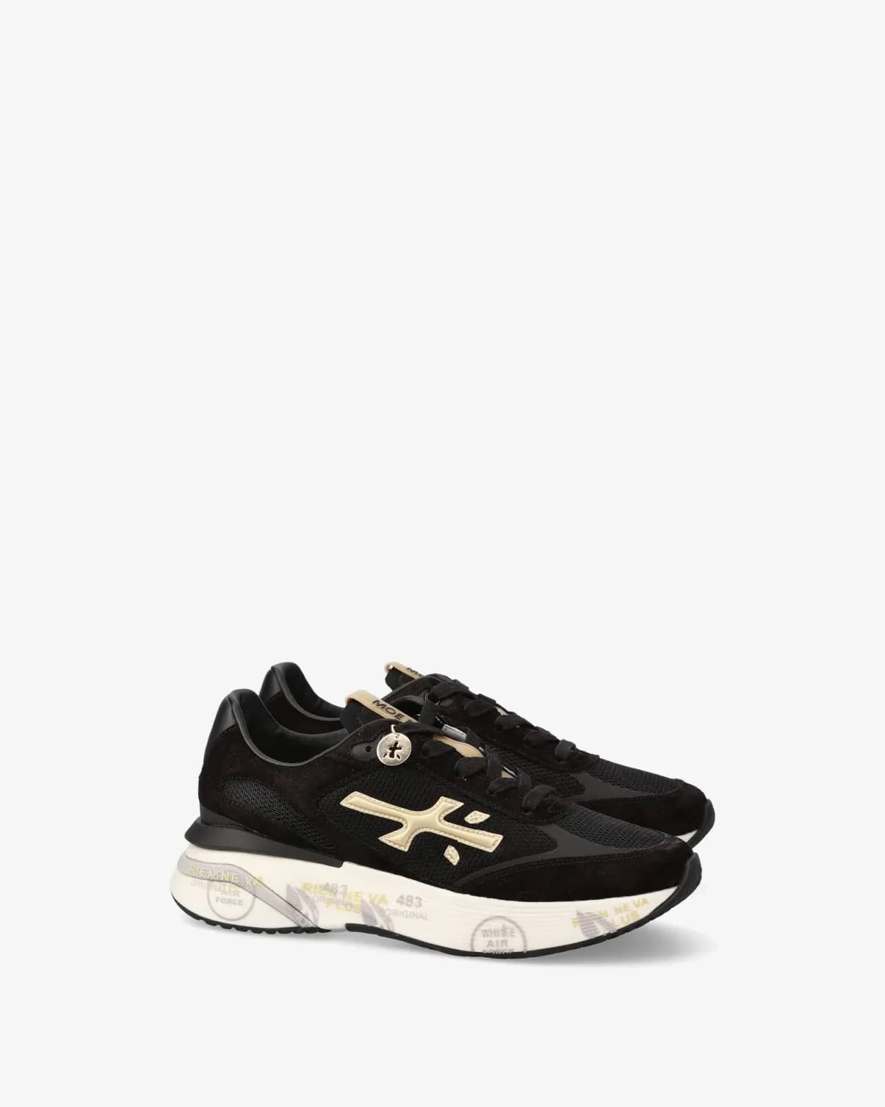 Premiata siyah Moerund sneaker, önden çapraz görünüm
