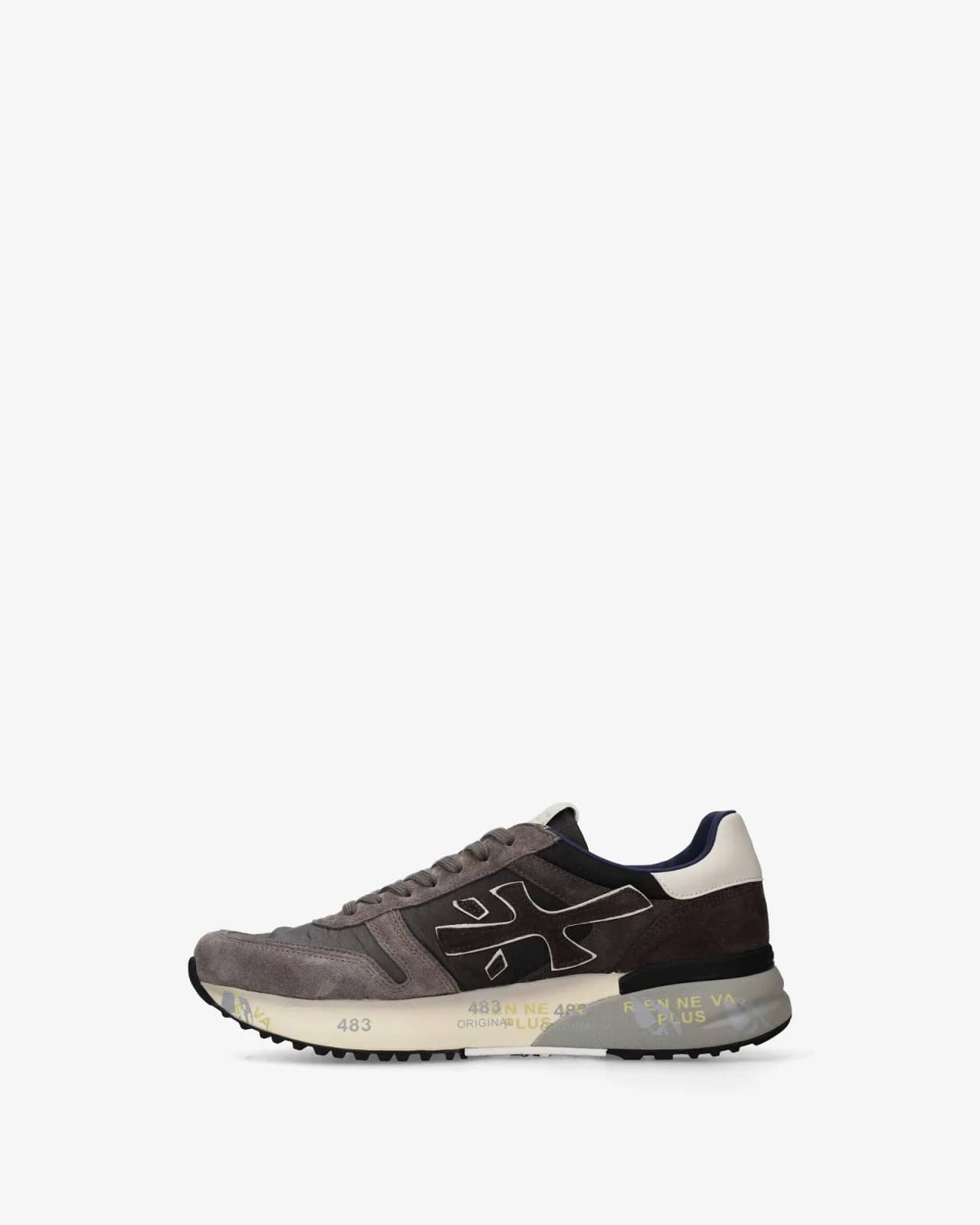 Premiata gri Mick sneaker, arkadan çapraz görünüm