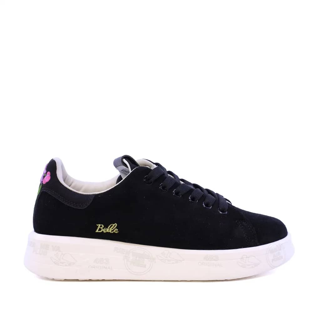 Premiata Belle siyah süet sneaker, yandan görünüm