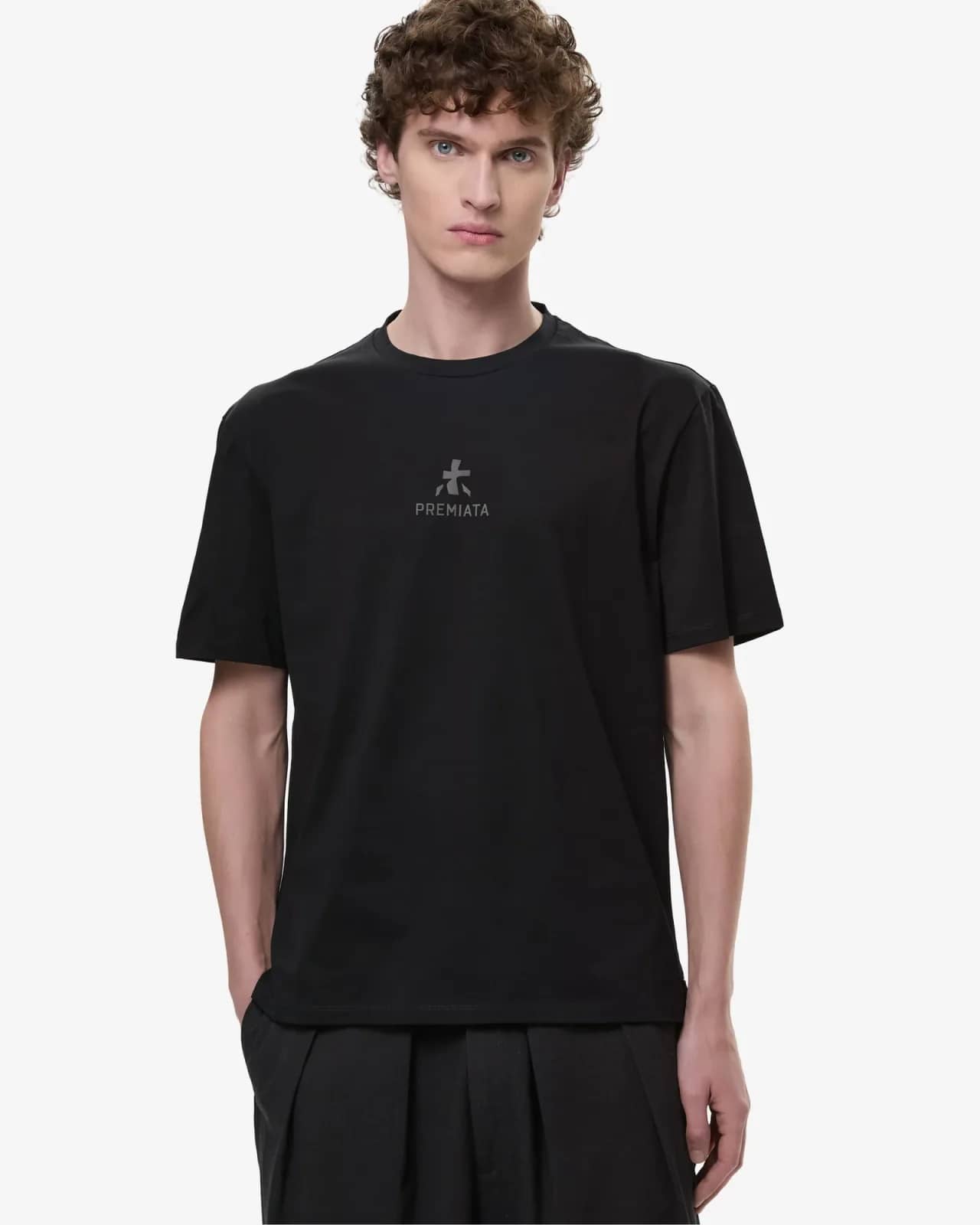 Premiata siyah pamuk t-shirt, arkadan görünüm