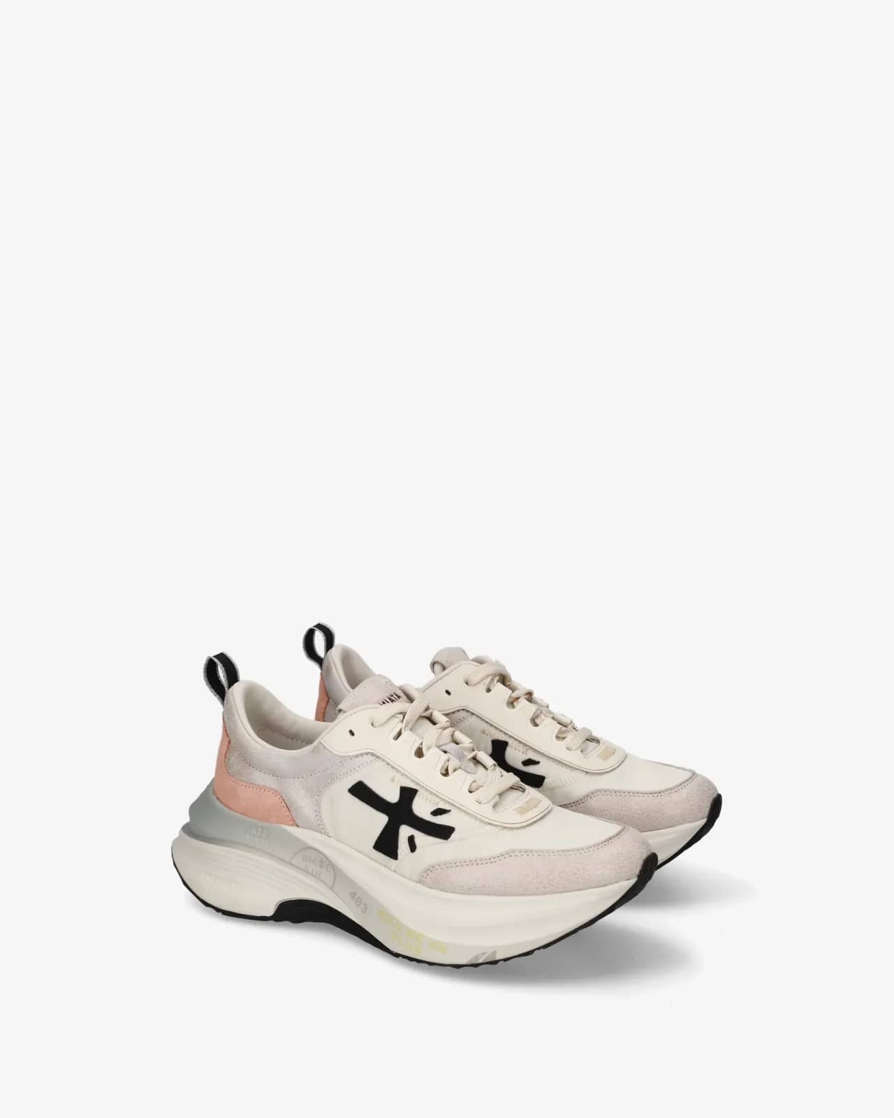 Premiata beyaz Hill sneaker, önden çapraz görünüm