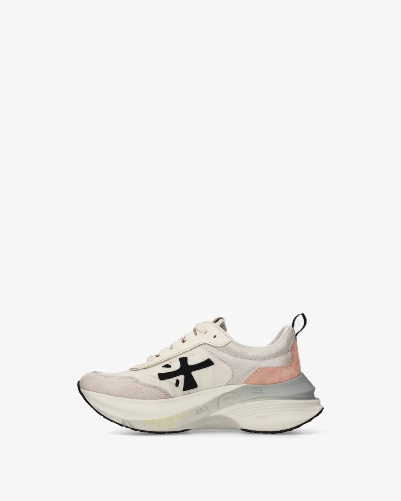 Premiata beyaz Hill sneaker, arkadan çapraz görünüm