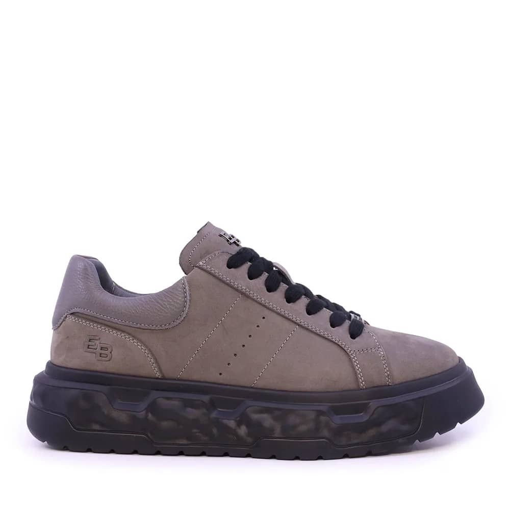Enzo Bertini gri premium nubuk sneaker, yandan görünüm
